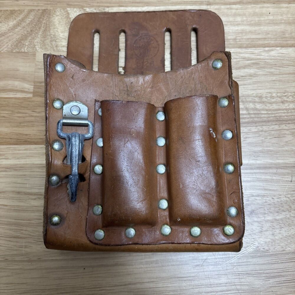Klein Tools 5126 Tan Leather Tool Pouch Electrician lineman's pouch 5 Pocket